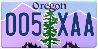 OR license plate 005XAA