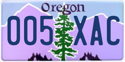 OR license plate 005XAC
