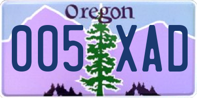 OR license plate 005XAD