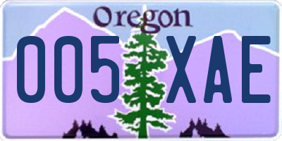 OR license plate 005XAE