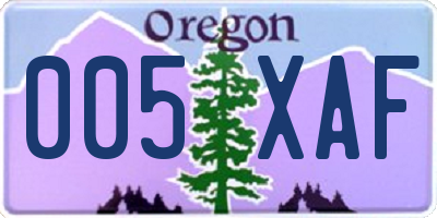 OR license plate 005XAF