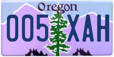 OR license plate 005XAH