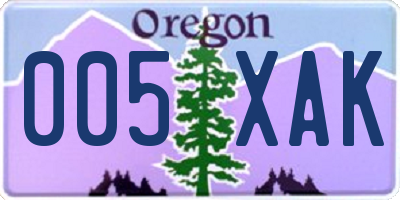 OR license plate 005XAK