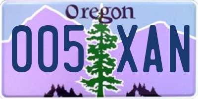 OR license plate 005XAN