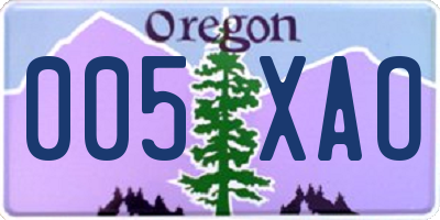 OR license plate 005XAO
