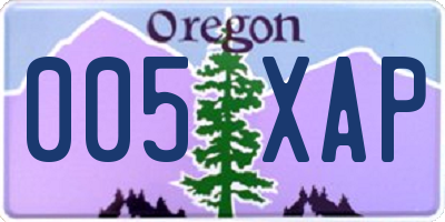 OR license plate 005XAP