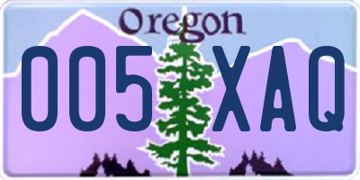 OR license plate 005XAQ