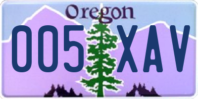 OR license plate 005XAV