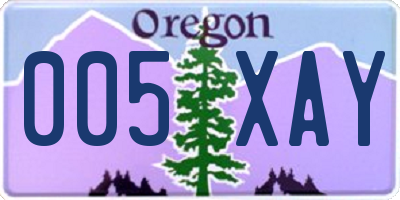 OR license plate 005XAY