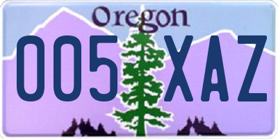 OR license plate 005XAZ