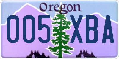 OR license plate 005XBA