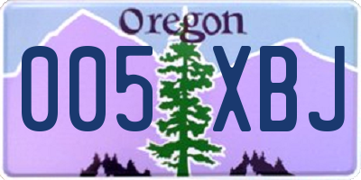 OR license plate 005XBJ