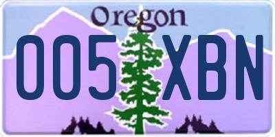 OR license plate 005XBN