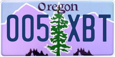 OR license plate 005XBT
