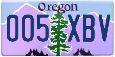 OR license plate 005XBV