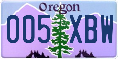 OR license plate 005XBW