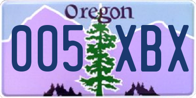 OR license plate 005XBX