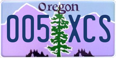 OR license plate 005XCS