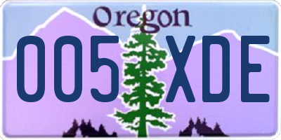 OR license plate 005XDE