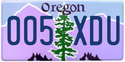 OR license plate 005XDU