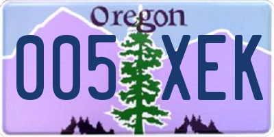 OR license plate 005XEK