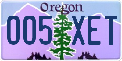 OR license plate 005XET