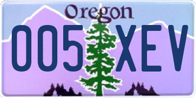 OR license plate 005XEV