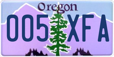 OR license plate 005XFA