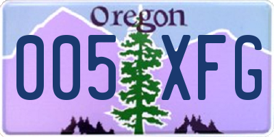 OR license plate 005XFG