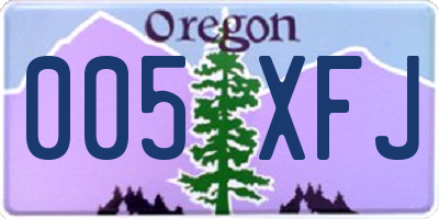 OR license plate 005XFJ