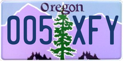 OR license plate 005XFY