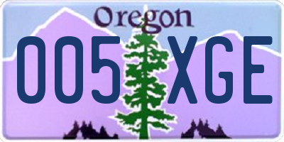 OR license plate 005XGE