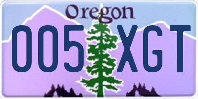 OR license plate 005XGT