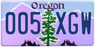 OR license plate 005XGW
