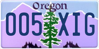 OR license plate 005XIG