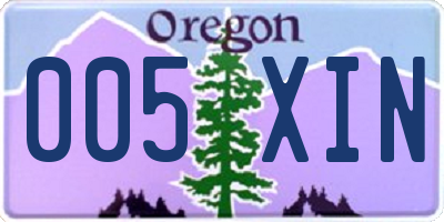 OR license plate 005XIN