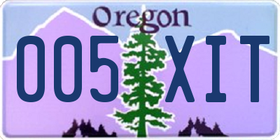 OR license plate 005XIT