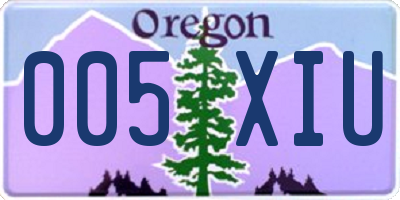 OR license plate 005XIU