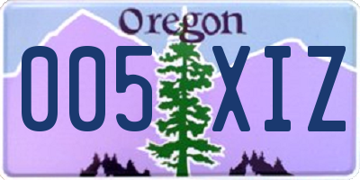 OR license plate 005XIZ