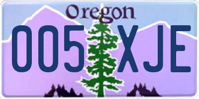 OR license plate 005XJE