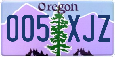 OR license plate 005XJZ