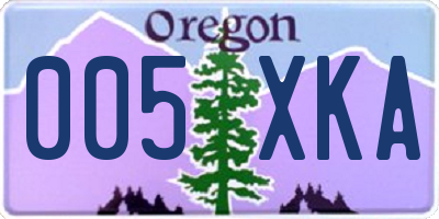 OR license plate 005XKA