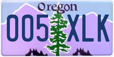 OR license plate 005XLK