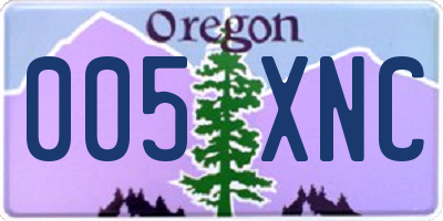 OR license plate 005XNC