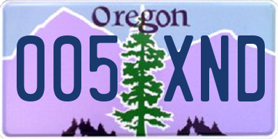 OR license plate 005XND
