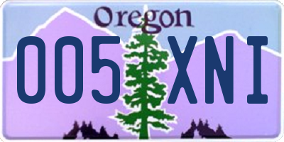 OR license plate 005XNI