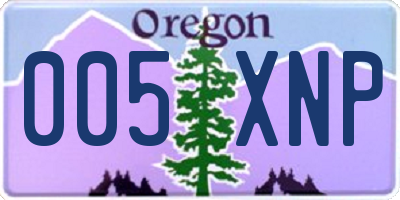 OR license plate 005XNP