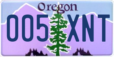 OR license plate 005XNT