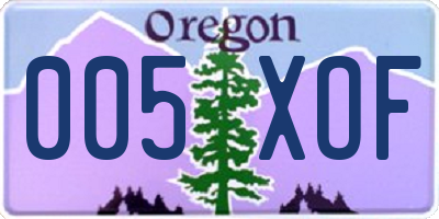 OR license plate 005XOF