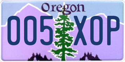 OR license plate 005XOP